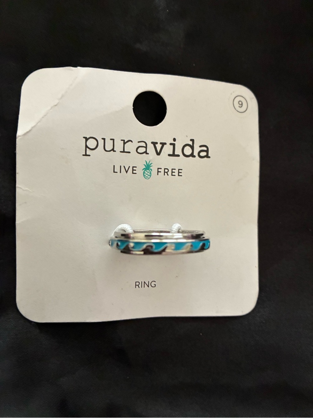 Pura Vida Teal Wave Fidget Ring with Silver Finish